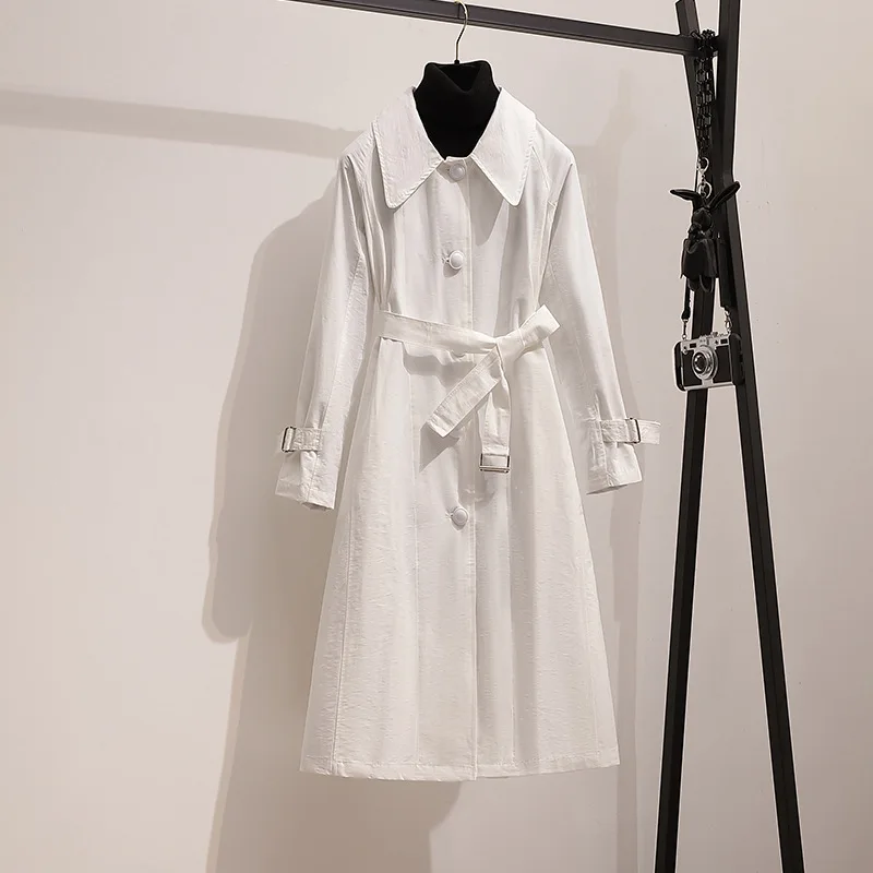 

Mid-Length Windbreaker Women's 2020 Spring Autumn Fashion New Loose Lapel Long-Sleeved Temperament Coat Trend 355