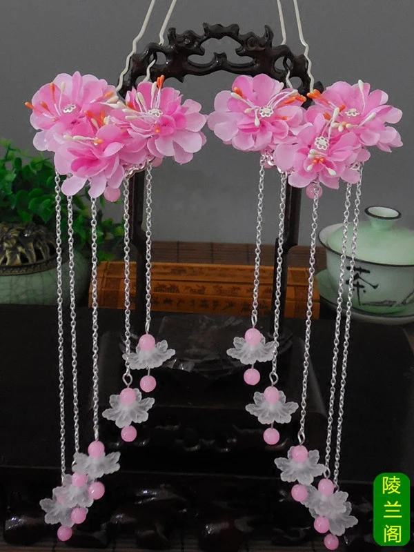 Женская шелковая заколка-цветок Классическая заколка с кисточками в стиле