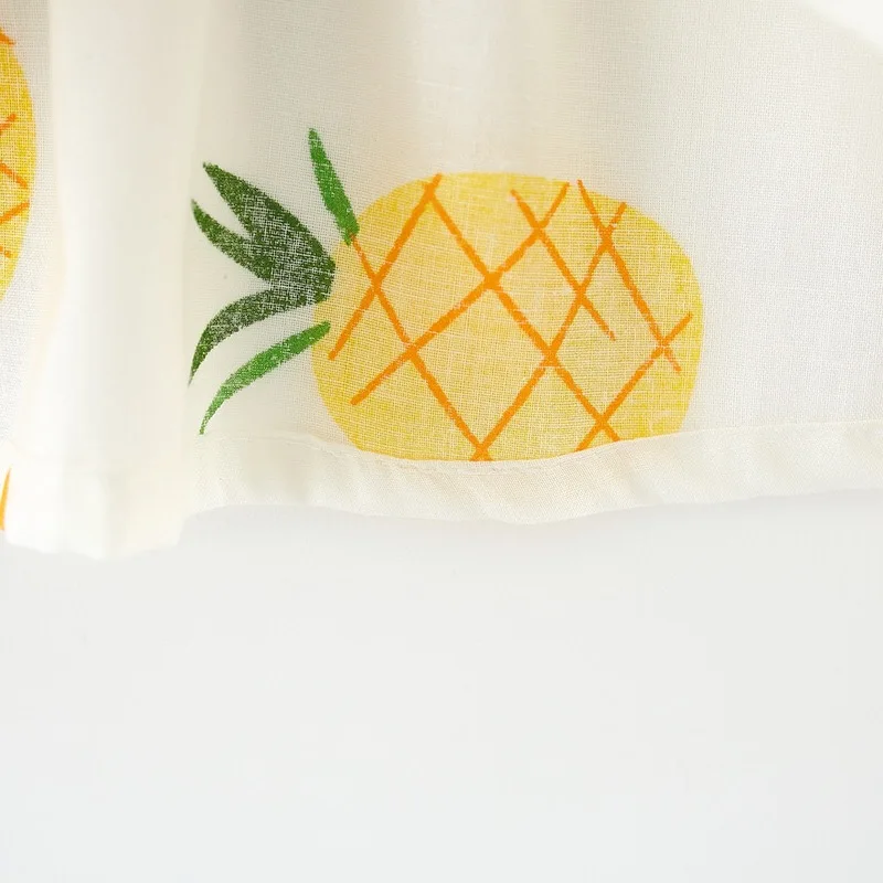 Платье для маленьких девочек хлопковое платье с принтом ананасов и шапкой бантом