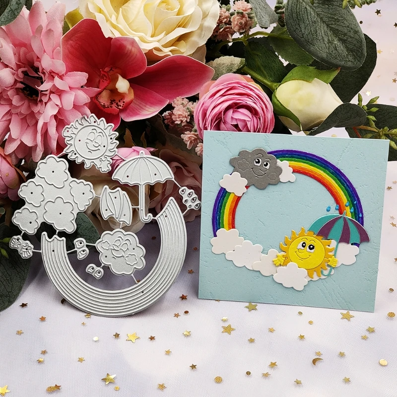 

Rainbow Clouds Metal Cutting Dies Stencil Scrapbooking DIY Album Stamp Card Mold