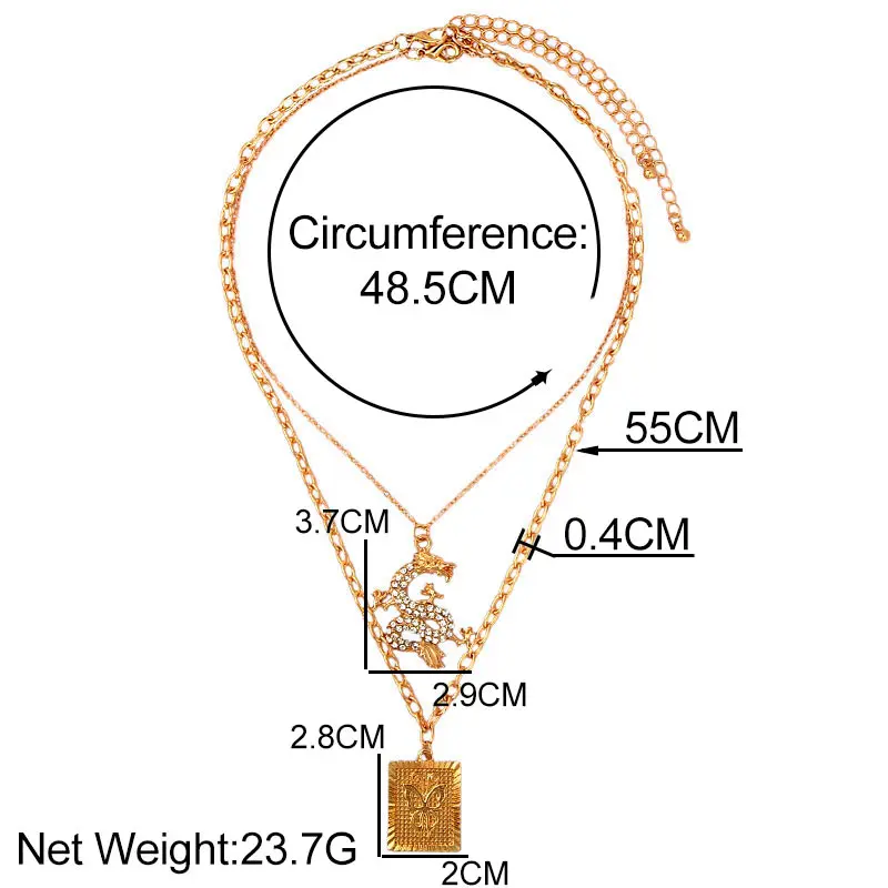 JJFOUCS фон с китайским драконом и квадратном каблуке резной бабочкой кулон колье
