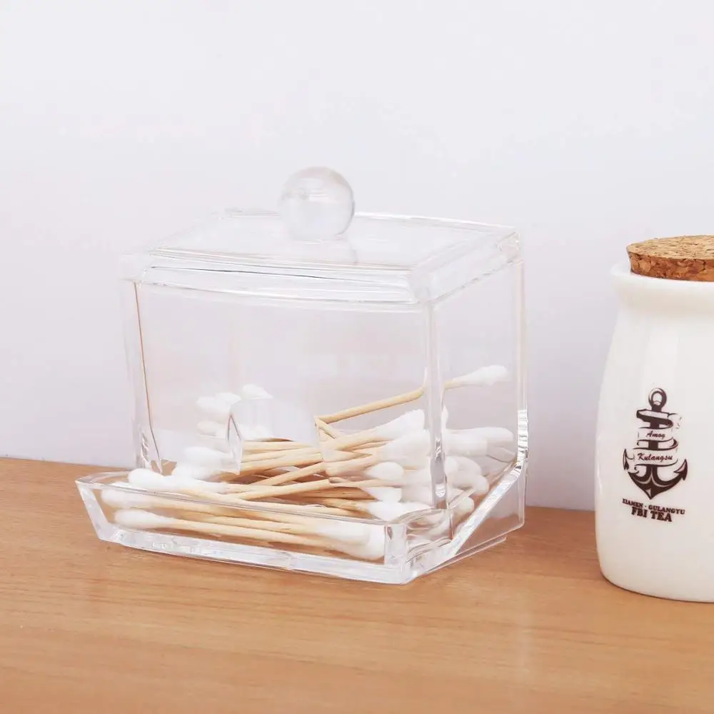 Desktop Cosmetic Cotton Swab Storage Box Home Daily Necessities Dressing Table Transparent Plastic Toothpick | Дом и сад