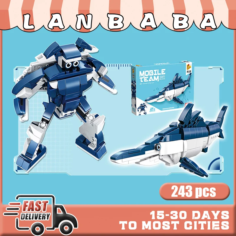 

LANBABA Sailfish Fighting Robot Underwater Transform Building Blocks Children's Constructor Toy Building Bricks Assembling Model