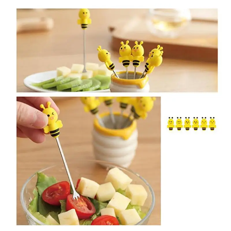 Набор силиконовых вилок для фруктов 7 шт. вилки из нержавеющей стали с