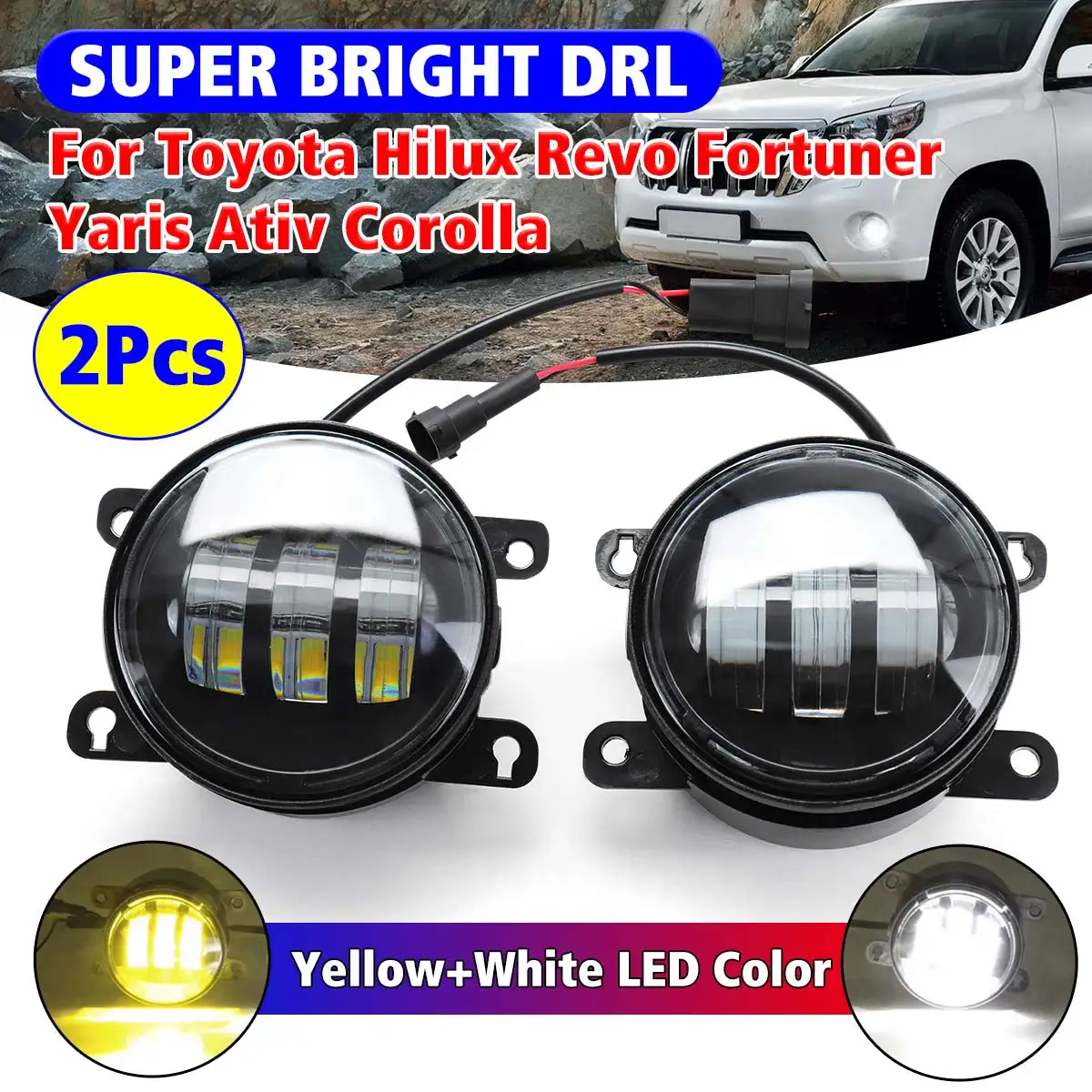 

2x 4 Inch Car Drl Led Daytime Running Light Dual Color IP67 Waterproof for Toyota Corolla for Hilux for Revo Fortuner Yaris Ativ