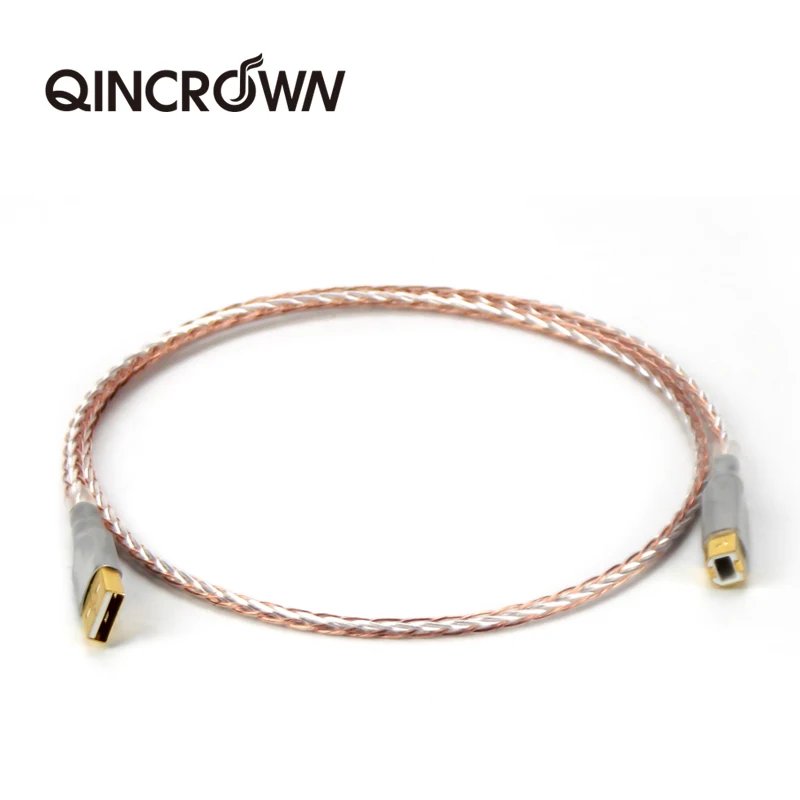 QINCROWN лихорадка A-B USB кабель Hi-Fi одной с украшением в виде кристаллов Медь с серебряным покрытием декодер ЦАП линии передачи данных