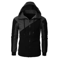 2021stylish hooded zipper closure men jacket windproof tracksuit patchwork color casual sweatshirt male clothing for daily wear