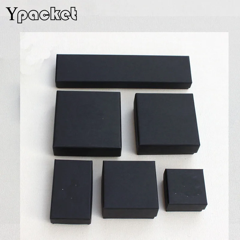 Square Black Paper Gift Box Bracelet Necklace Earrings Gift Box Jewelry Organizer Engagement Wedding Necklace Display Gift Box
