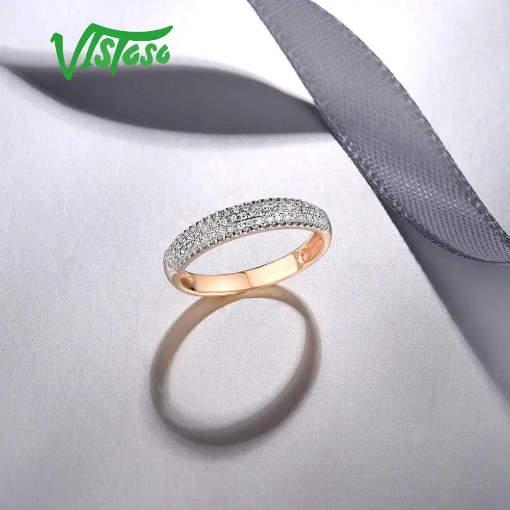 Женское золотое кольцо с бриллиантами VISTOSO розовое золото 14 к 585 пробы со
