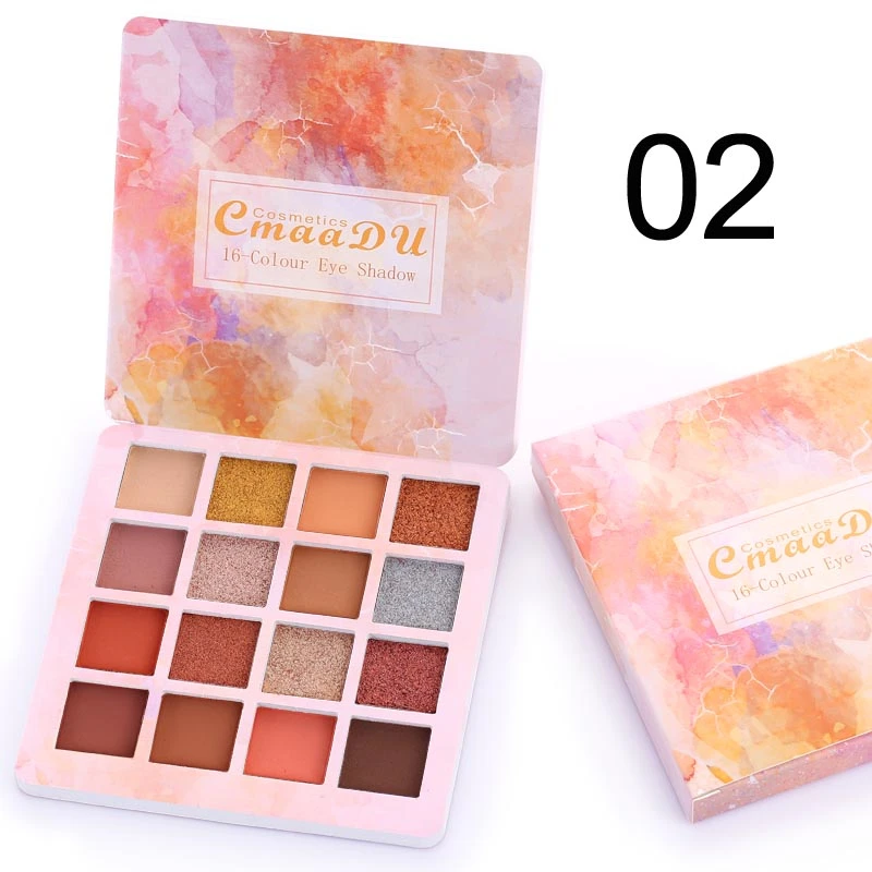 New 16 colors Eyeshadow Palette Eye Makeup Glitter Matte Shadow Long-lasting Make Up Cosmetic Waterproof Women |