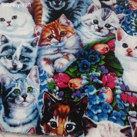 110x50cm cartoon floral cat print machine wash fabric tissus telas cotton fabrics tecido crafts handmade diy sewing bag cushions