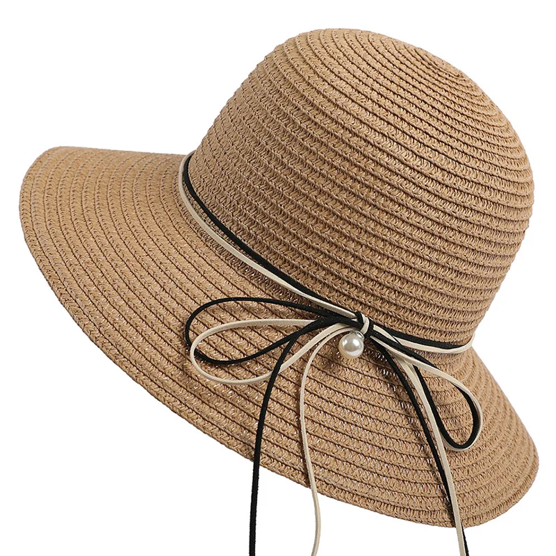 

Women Summer Hat Casual Collapsible Baneage Straw Hat Solid Bucket Beach Hat Outdoor Vacation Sun Pretection Lady Hat