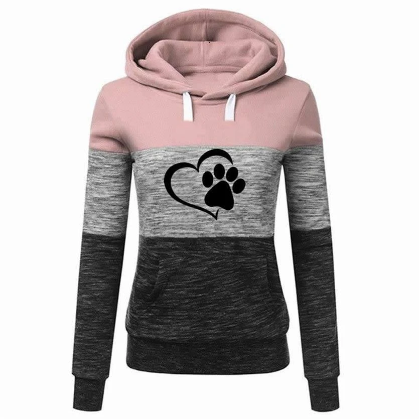 

Hoodies for Women Splice Dog Paw Print Splice Hoodies Women Sweatshirt Cotton Casual Pattern Corduroy Cropped Buckle Plus Size