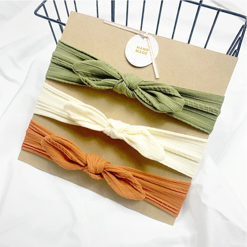 

3PC/set Fine Twist Baby Headbands Solid Color Cute Rabbit Ear Elastic Haarband Baby Girl Hair Accessories Newborn nylon headband
