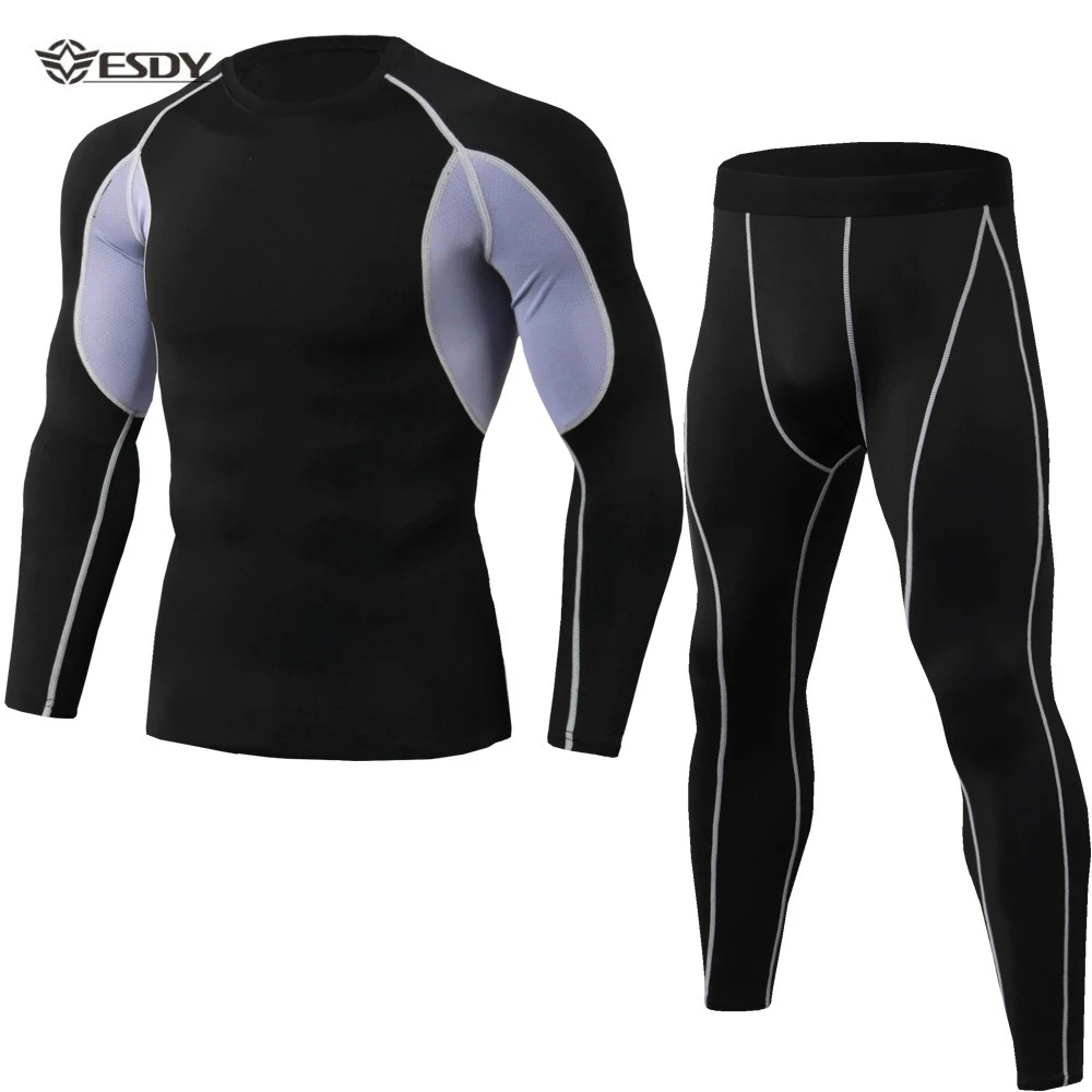 Outdoor Autumn Winter Men Breathable Elastic Tights Exercise Sets Sports Training Multicolor Elastic Quick Dry Trainning Sets