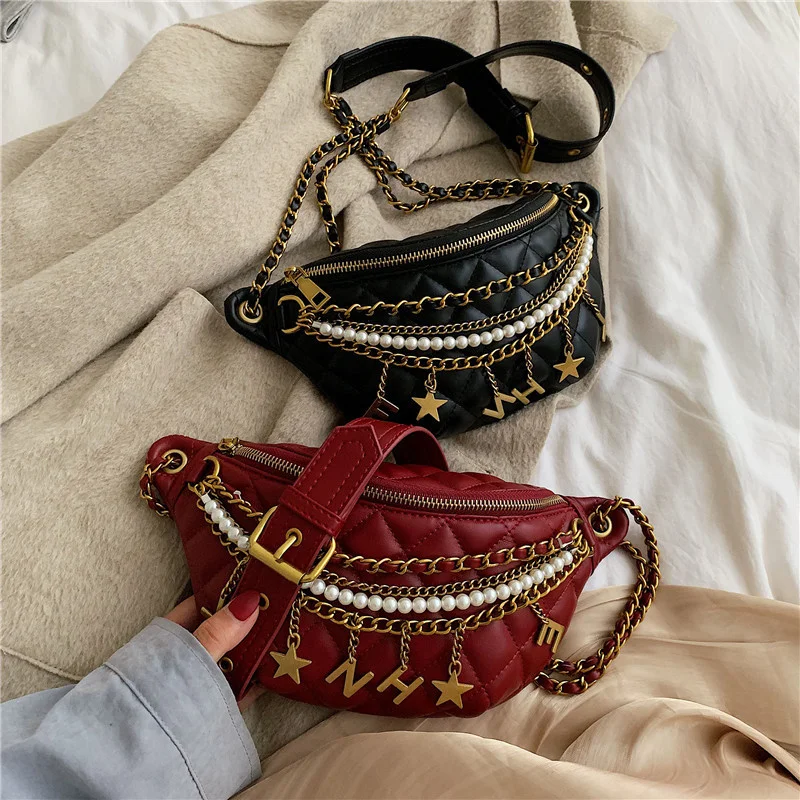 

New Women's Bag Autumn Broadband Shoulder Bag Fashion Chain Crossbody Chest Bag Waist Bag