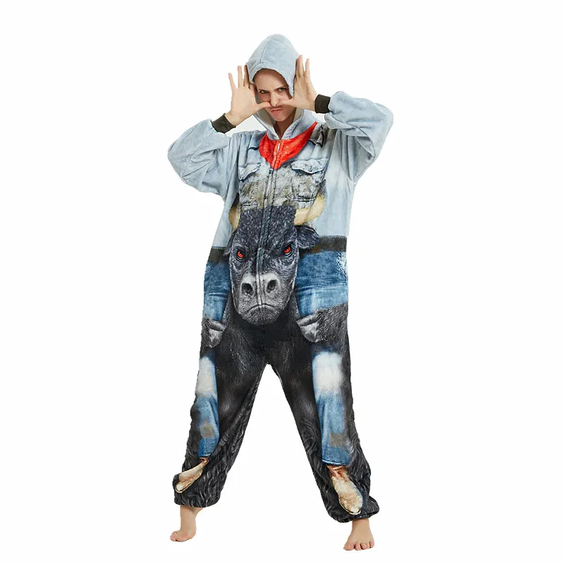 Triceratops Dinosaur Husky Minotaur Cat Lion Panda mongoose Kigurumi for Adults Halloween Cosplay Costumes Onesies Pajamas | Тематическая