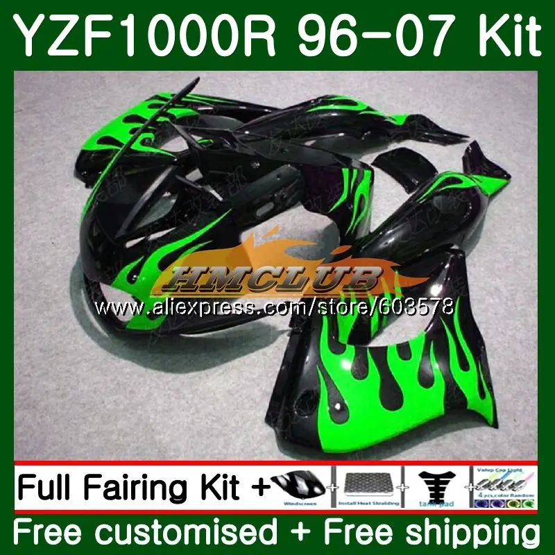 

Kit For YAMAHA YZF1000R Thunderace 1996 2007 Green flames 61CL.9 YZF-1000R YZF 1000R 96 97 98 99 00 01 02 03 04 05 06 07 Fairing