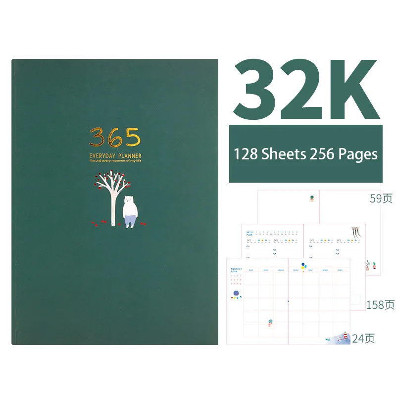 

365 Days Diary Notebooks And Journals For Students, kawaii Notepads For School Office Supplies Planner Yearly Agenda 2021