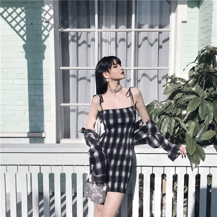 Платье Ruibbit женское на бретельках пикантное мини платье трапеция в готическом