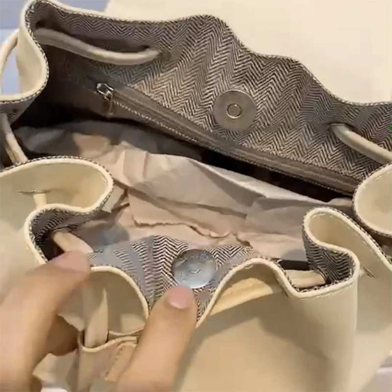 

2021 Canvas PU Leather Women's Bag Female Backpack Bag Small Women's Backpack Ladies Cover Drawstring Shoulder Bag Whole Sale