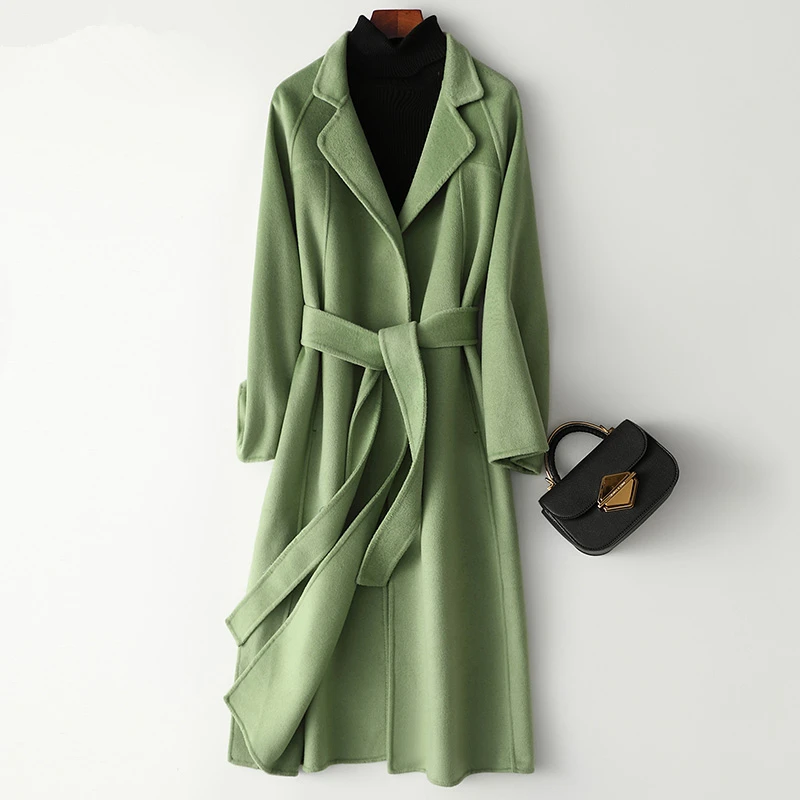 Модное шерстяное пальто для женщин осенне зимнее роскошное длинное