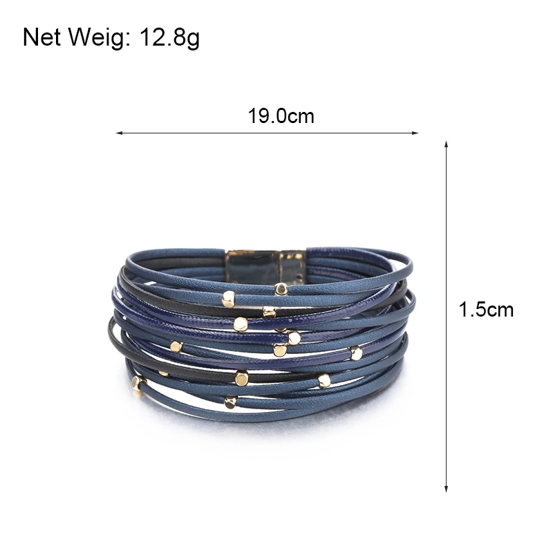 

Flashbuy Bohemian Leather Bracelets for Women Fashion Multilayer Metal Beads Wrap Magnet Bangles Jewelry Accessories