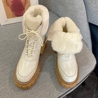 cow leather snow boots women genuine leather comfortable wool 2022 new winter boots winter keep warm ankle boots platform boots