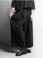 mens wide leg pants spring and autumn new style personality rope design couples with casual loose large size nine minutes pants