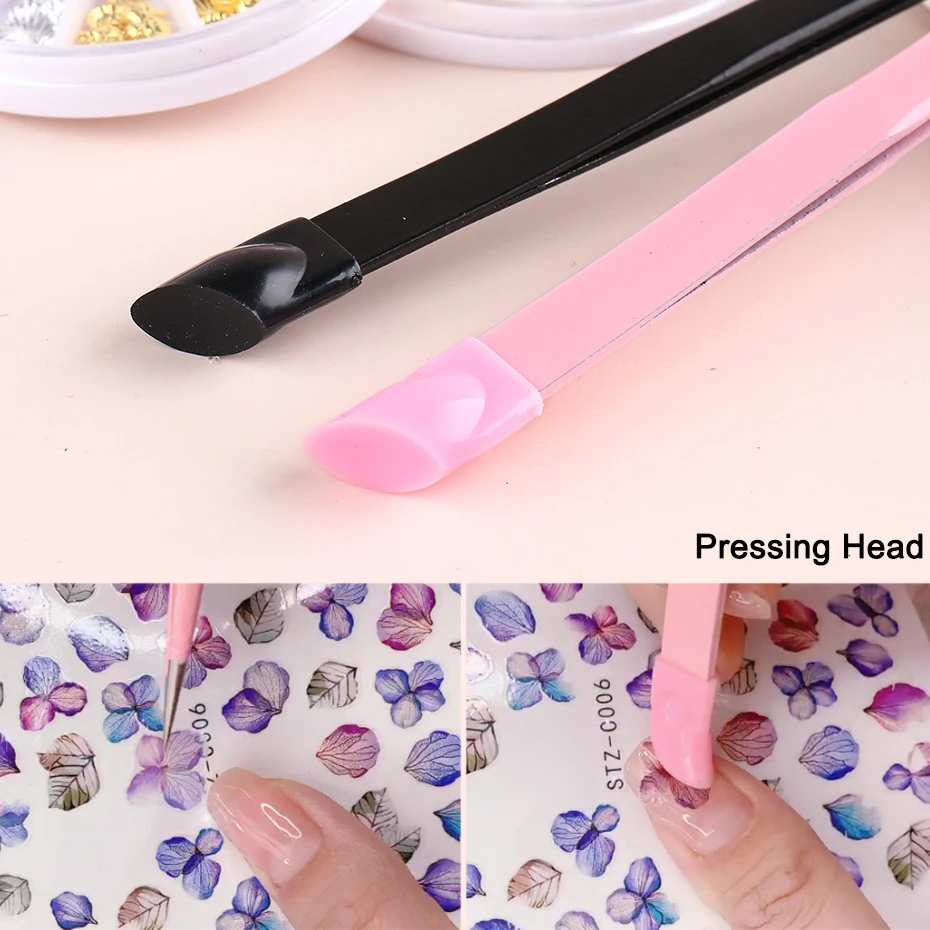 Professional Two Headed Nail Tweezer Sharp Straight Silicone Pressed Head Nipper For Sticker Decoration Manicure Tools BESN01-02 | Красота и
