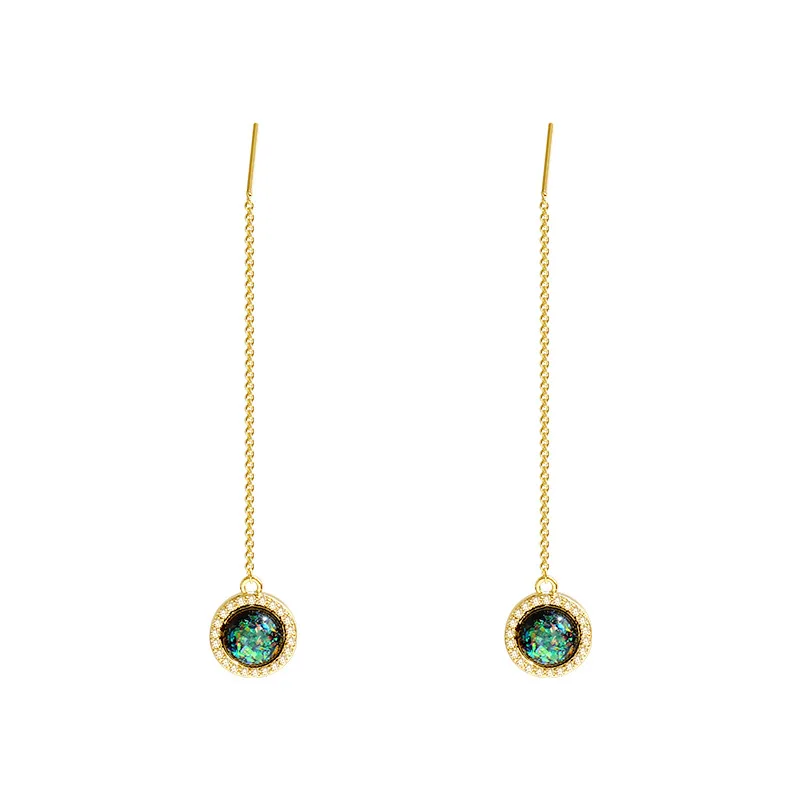 925 Silver Needle Lightweight Luxury Ear Line Female Fashion Personality Long Sulphur Earrings Senior Sense Gem | Украшения и