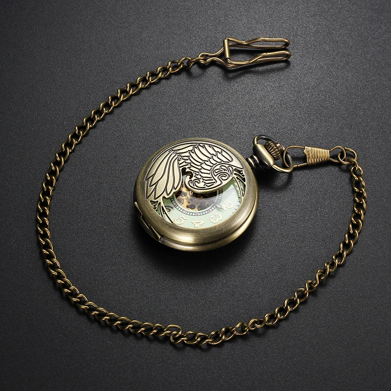 Модные дизайнерские женские карманные часы с полым каркасом прозрачная задняя