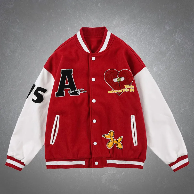 

Мужская пушистая бейсбольная куртка в стиле пэчворк с вышивкой букв, свободная куртка-бомбер в стиле ретро, парные спортивные куртки