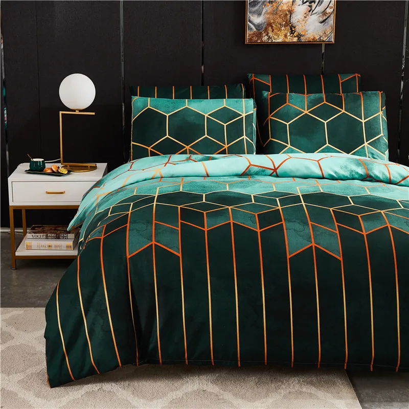 A LIFE MASTER Geometric Print Bedding Set Queen Comforter King Size Double Cover Bed Linen Stain | Дом и сад