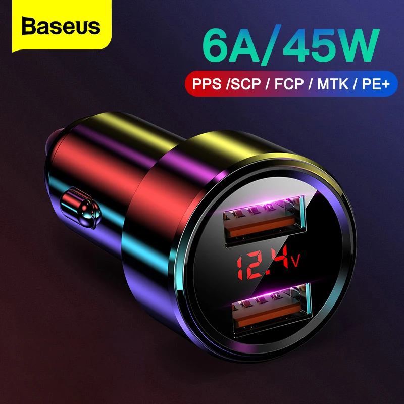 

Baseus 45W Quick Charge USB Car Charger For iPhone 12 Xiaomi Samsung Mobile Phone QC4.0 QC3.0 QC Type C PD Fast Car Charging