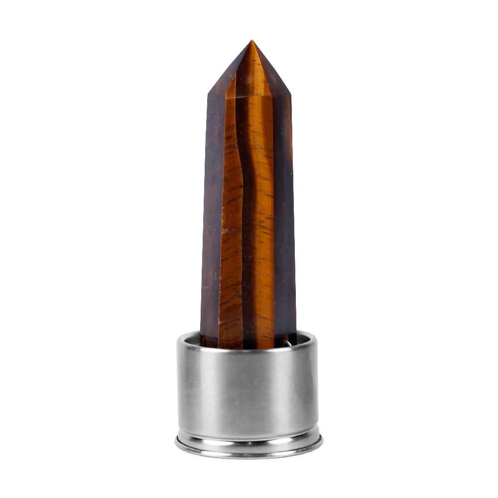 tiger eye Натуральный кристалл Колонка энергия здоровый стакан для воды стеклянная бутылка для воды эликсир Кристалл обелиск палочка Исцеление натуральный драгоценный камень кварц - Цвет: tiger eye