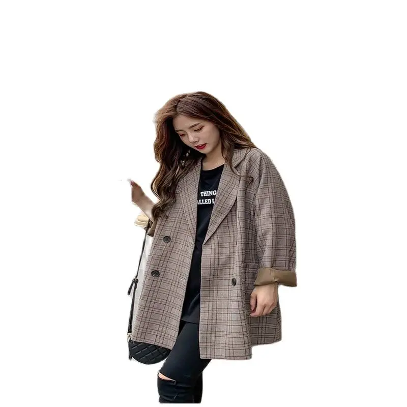 

Женский Осенний жакет в клетку, повседневный свободный костюм в британском стиле ретро, Корейская версия, 2021