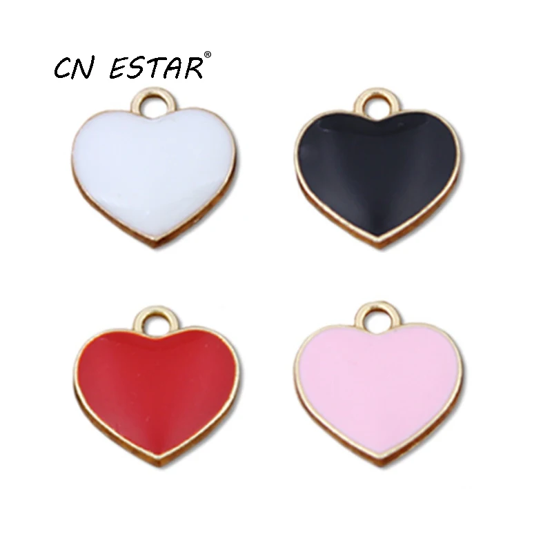 

10pcs/Lot Red Love Heart Dripping Alloy Earrings Charms Jewelry Bracelet Keychain Hair Pendant DIY Accessories 12*12mm