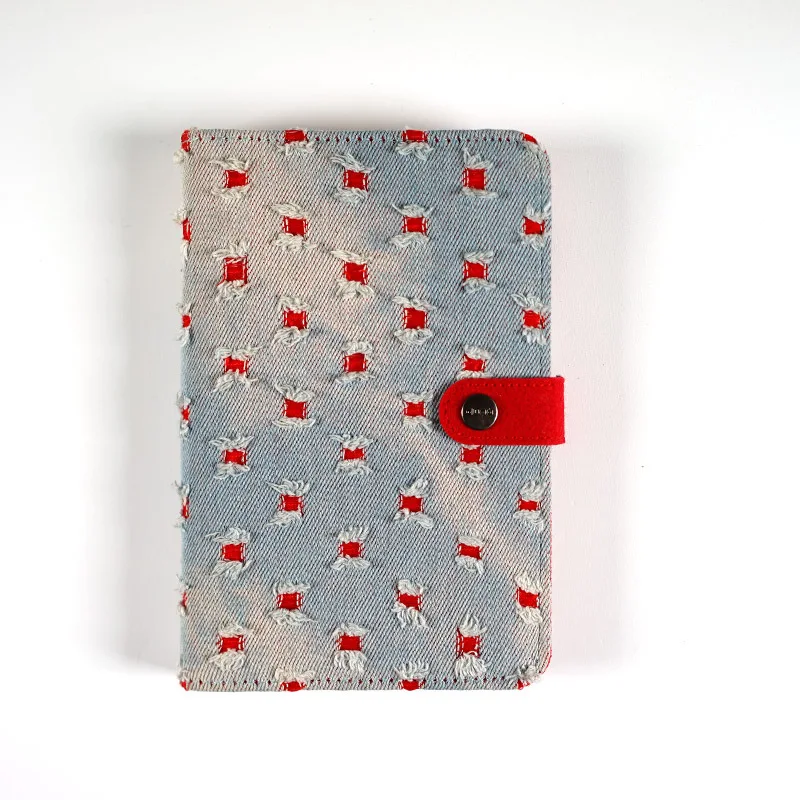 A Light blue Red Cotton cloth covered A5 notebook pure colored botebook school used note book office school supplies pocketbook - Цвет: A Light blue Red