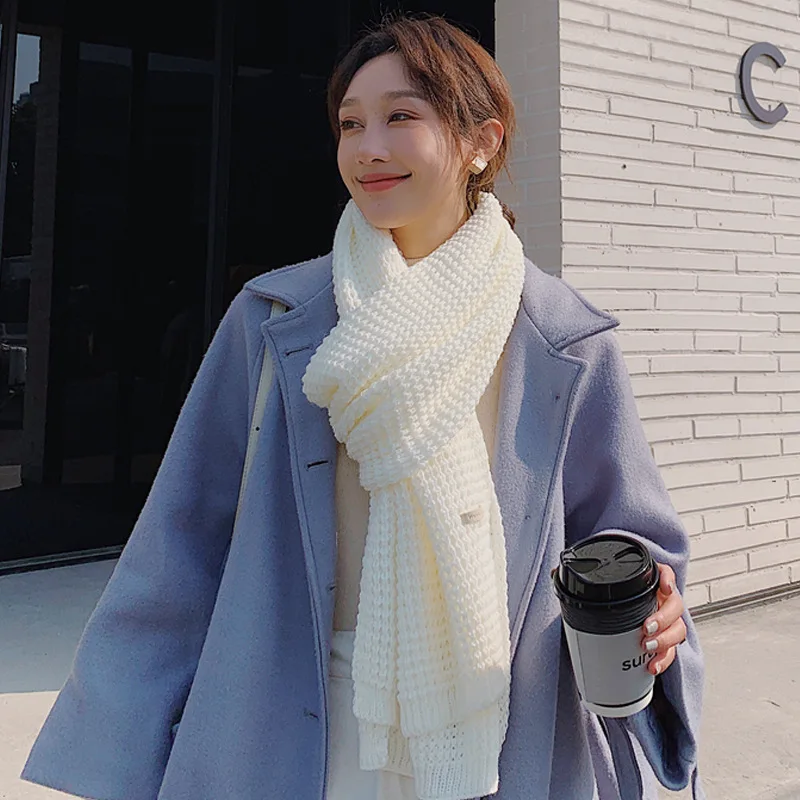

180*30 см женский шарф корейский шерстяной женский студенческий длинный плотный теплый вязаный зимний красный черный белый бежевый шарф тепл...