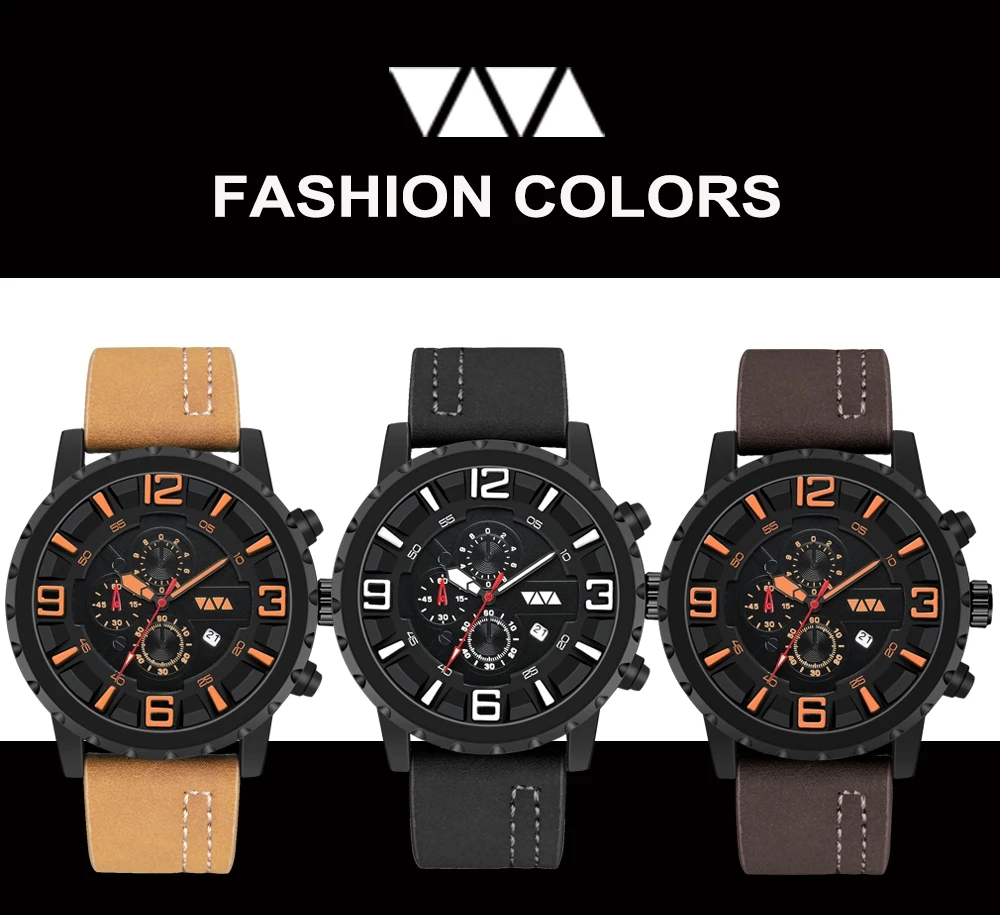 Fashion Casual Mens Watches Waterproof Top Brand Luxury Calendar Clock Male Watch men Leather Sport Military Wristwatch Dropship