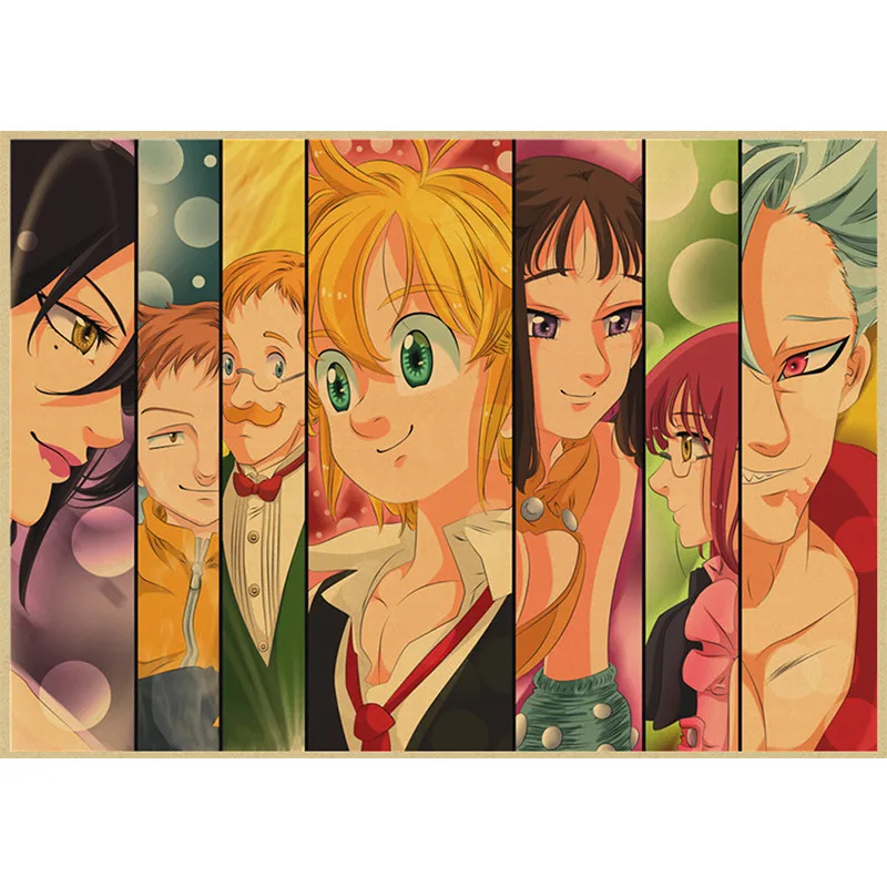 Постеры в стиле ретро с японским аниме Семь смертных грехов крафт-бумага