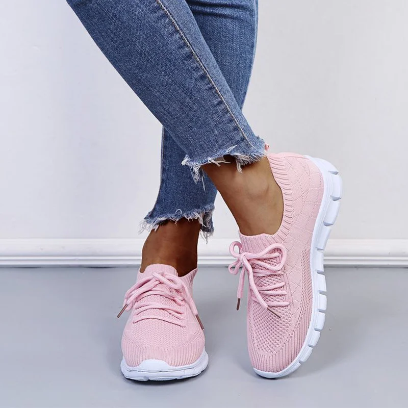 

Women's Sports Shoes Breathable Flying Woven Casual Socks Shoes Lace-up Women's Shoes Running Shoes Spring 2022