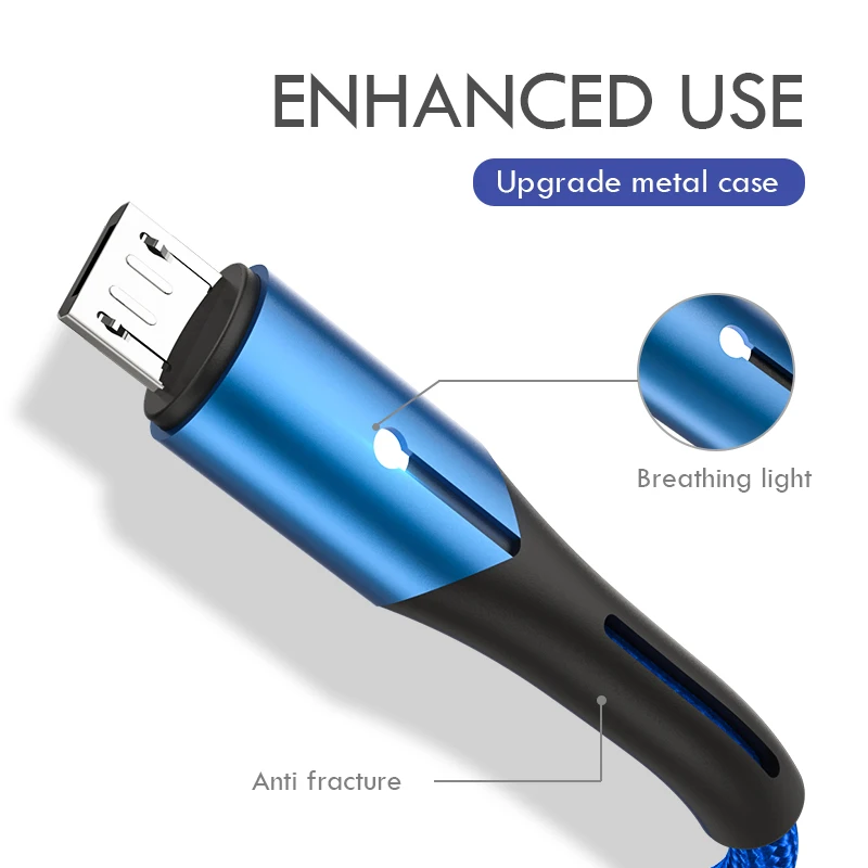 ZNP светодиодный Micro USB кабель для samsung J5 J7 Honor Быстрая зарядка Android мобильный телефон Microusb кабель для Redmi Note 5 шнур зарядного устройства