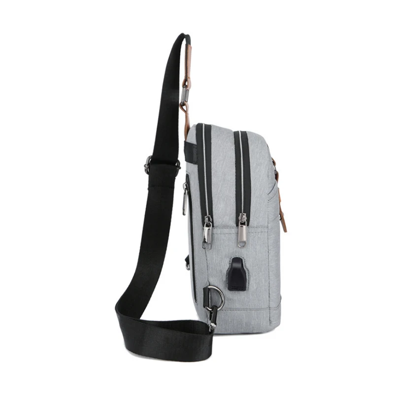 Новый стиль, модная мужская сумка, сумка-мессенджер, Холщовая Сумка, переносная сумка для мужчин, нагрудник, USB зарядка, мужская дорожная сум... от AliExpress WW
