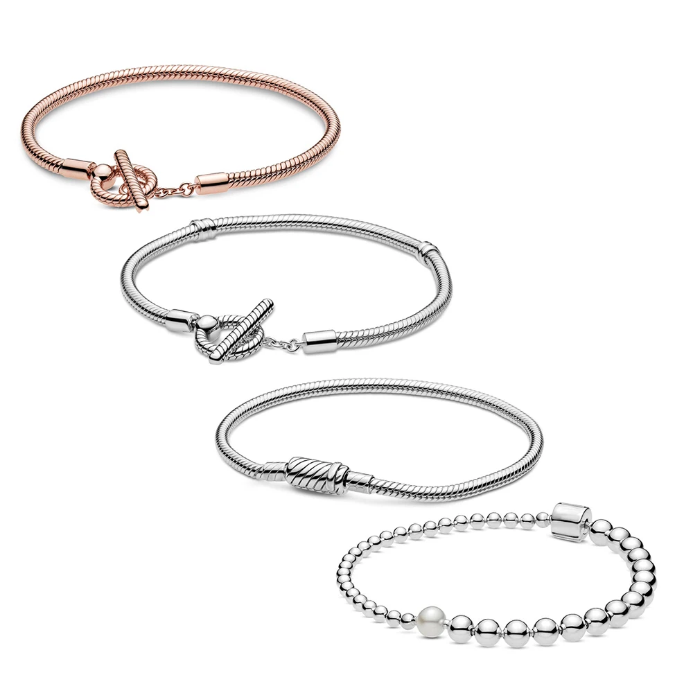 

Новинка осени 2020, женский браслет из натурального жемчуга и полированного бисера S925, Т-образная цепочка, скользящая магнитная застежка, Зме...