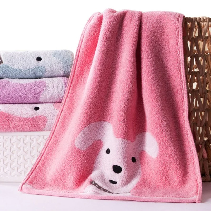 Двухстороннее мягкое полотенце из чистого хлопка с рисунком собаки King shore G1850wh |