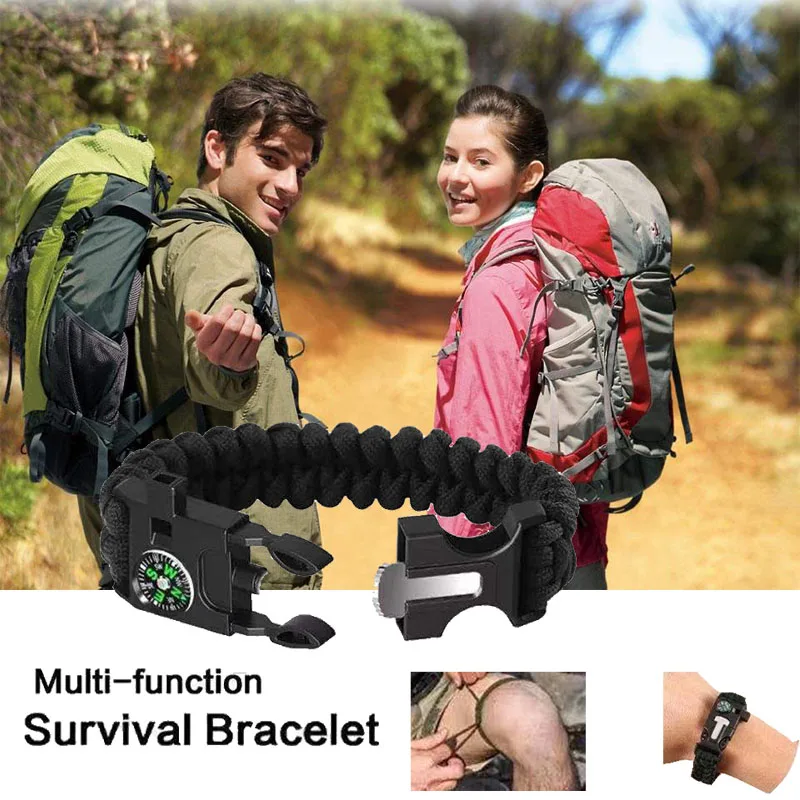 Survival Kit Set Military Outdoor Travel Mini Camping Tools Aid Emergency Multifunctional Wristband whistle Blanket Knife | Спорт и
