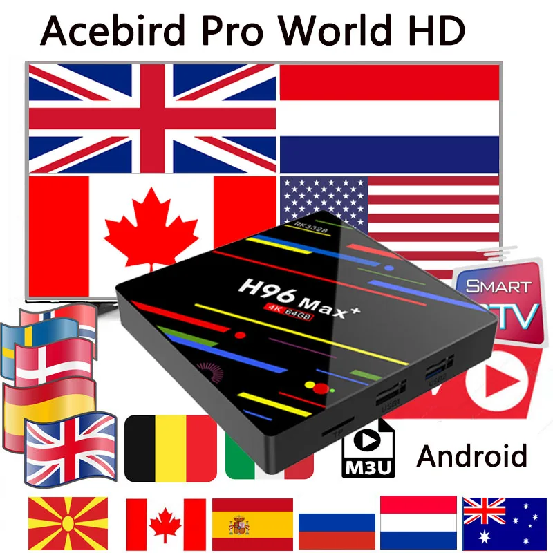Глобальная Android H96MAX Смарт ТВ коробка HD Нидерланды Великобритания Германия Европа