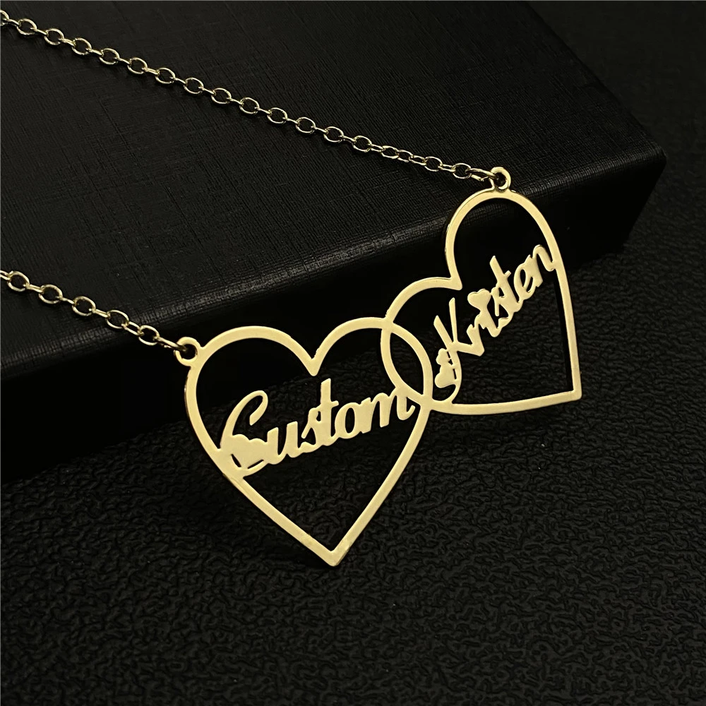 Ожерелье с именем на заказ KristenCo ожерелье двойным сердцем и для лучшей семьи